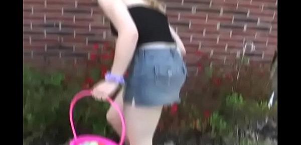  I love blowing bubbles in my tiny little miniskirt